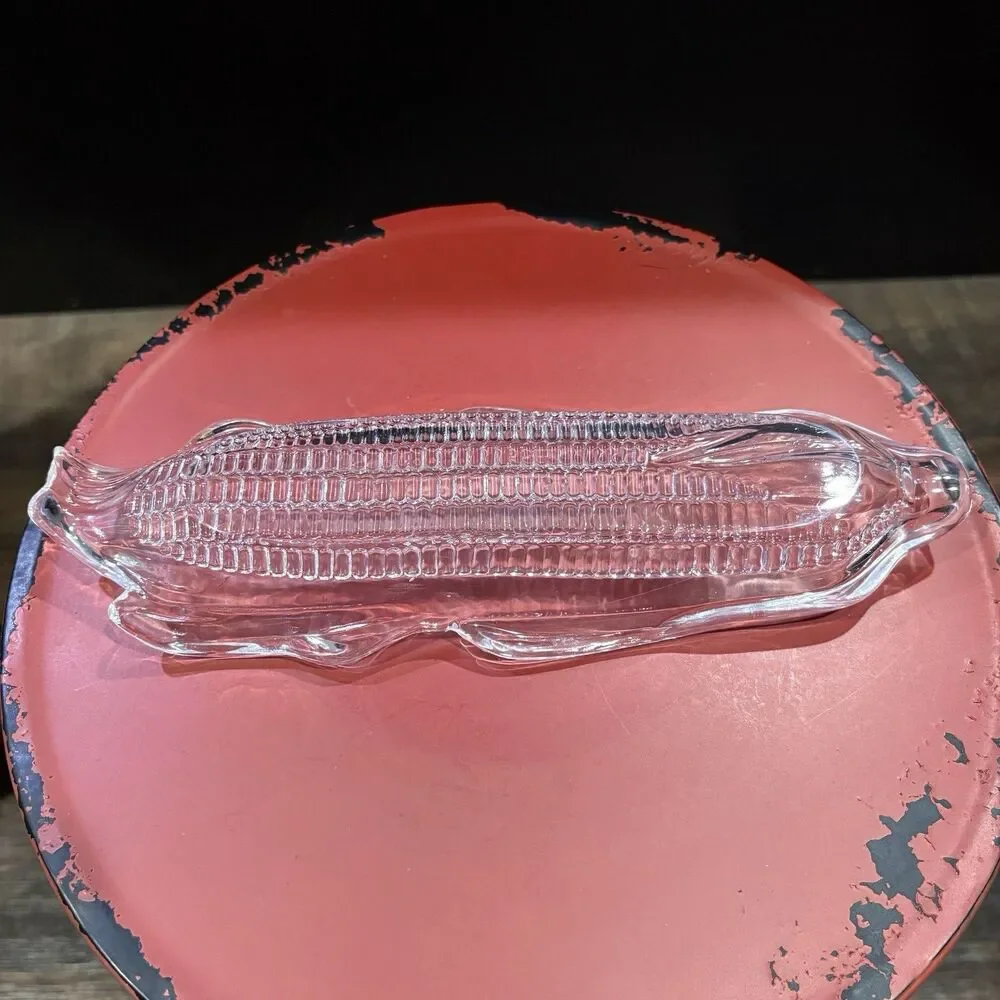 Set of 4 Vintage Clear Acrylic Corn on the Cob Serving Trays 10” BBQ Picnic
